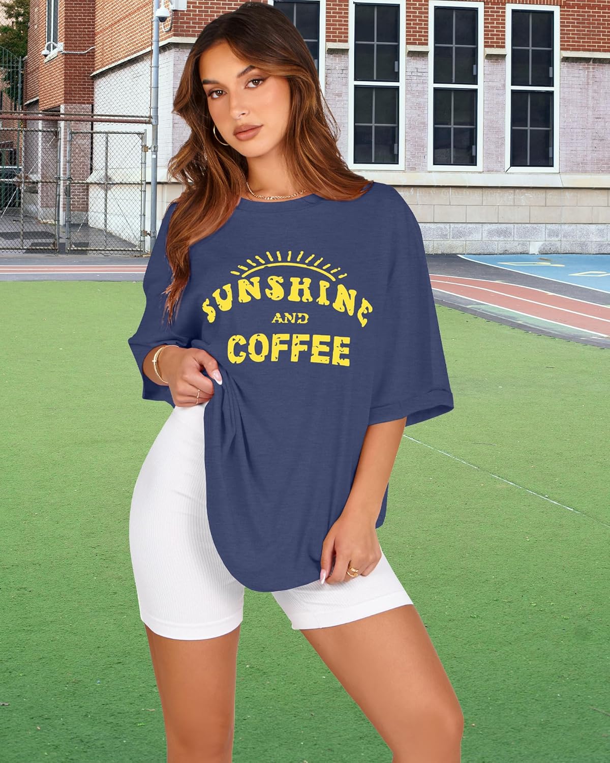 Oversized Tshirts for Women Summer Short Sleeve Casual Basic Tee Tops Loose Fit Shirts - Image 4