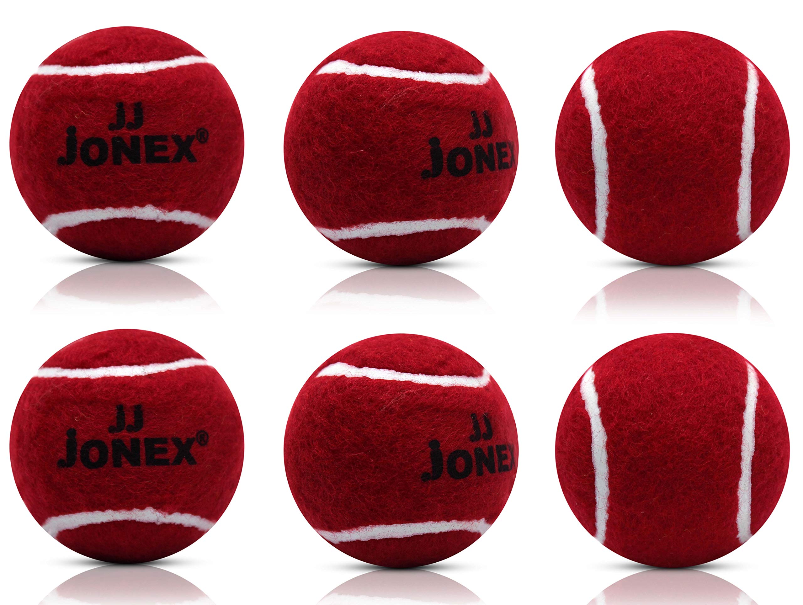 JJ Jonex Tennis Cricket Ball | Tennis Ball Set | Cricket Tennis Balls Green (Red - Pack of 6)-picture-10