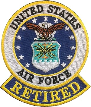 United States Air Force USAF Retired Full Color Embroidered Patch, with Iron-On Adhesive