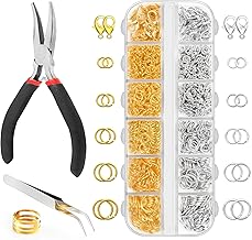 1200 Pcs Jump Rings for Jewelry Making Supplies, Necklace Repair Kit with Plier, Tweezer, Lobster Claw Clasps, Open Rings for Crafts & Keychains (1200Pcs Silver and Gold)