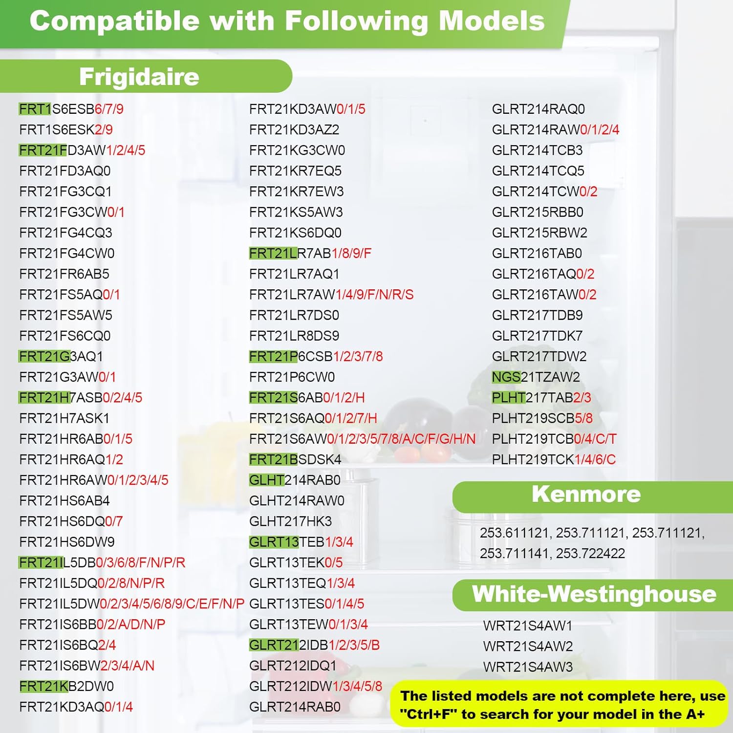 240364790 Refrigerator Crisper Shelf Frame Compatible with Frigidaire Refrigerator, Crisper Pan Cover Replaces AP4393266 240364718 240364767 AH2361226 Refrigerator Drawer Cover(No Glass)