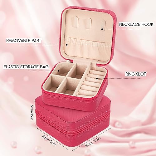 Miniatura 2 de Taiyin Caja organizadora de joyas de viaje, 6 unidades, cajas de regalo para dama de honor, mini caja organizadora de almacenamiento (rosa)