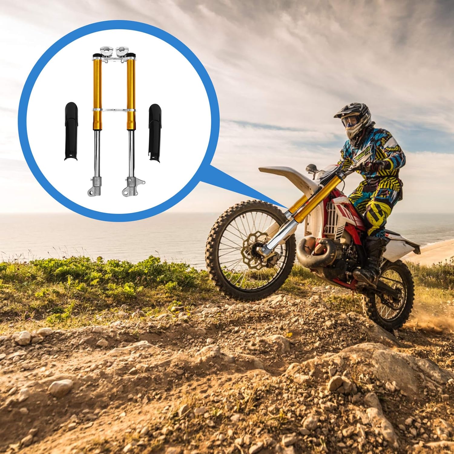 VALICLUD Dirt Bike Suspension Fork Front Fork for Mini Road Motorcycle Shock Absorptive Non Skid Easy Installation Durable Reliable Replacement Parts