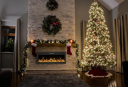 Miniatura 9 de Northwest - Chimenea eléctrica de 50 pulgadas, ventilación frontal para montaje en pared o empotrada, llama LED realista, troncos falsos y opciones