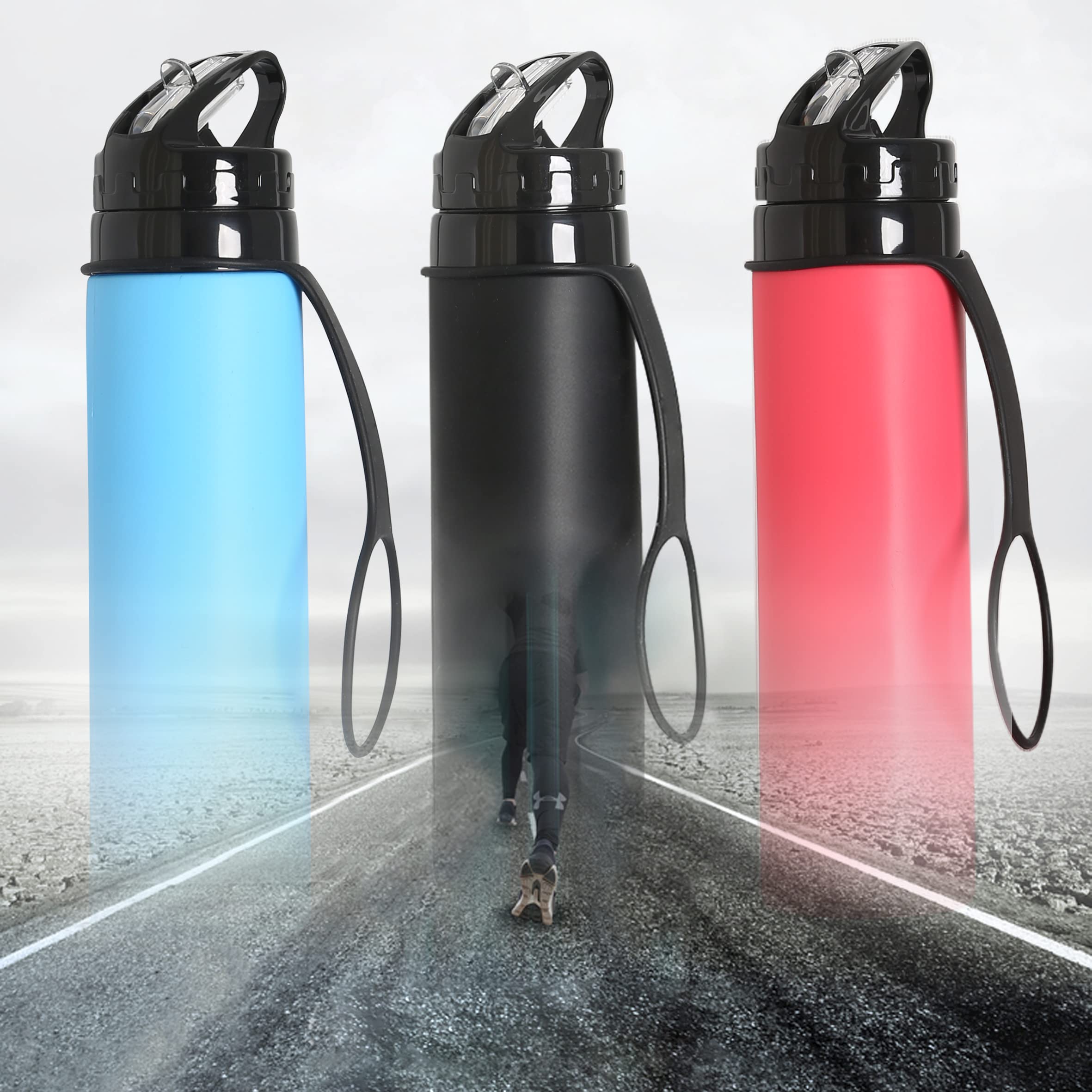 UIOE Collapsible Water Bottle 20oz - BPA Free, Leak Proof, Reusable Silicone Bottle For Travel, Hiking & Running - View #4