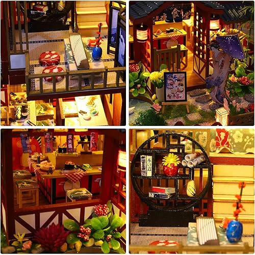 Miniatura 3 de GuDoQi Kit de casa de muñecas en miniatura, casa pequeña a escala 124 con planta musical, kit de manualidades para adultos, gran regalo hecho a mano