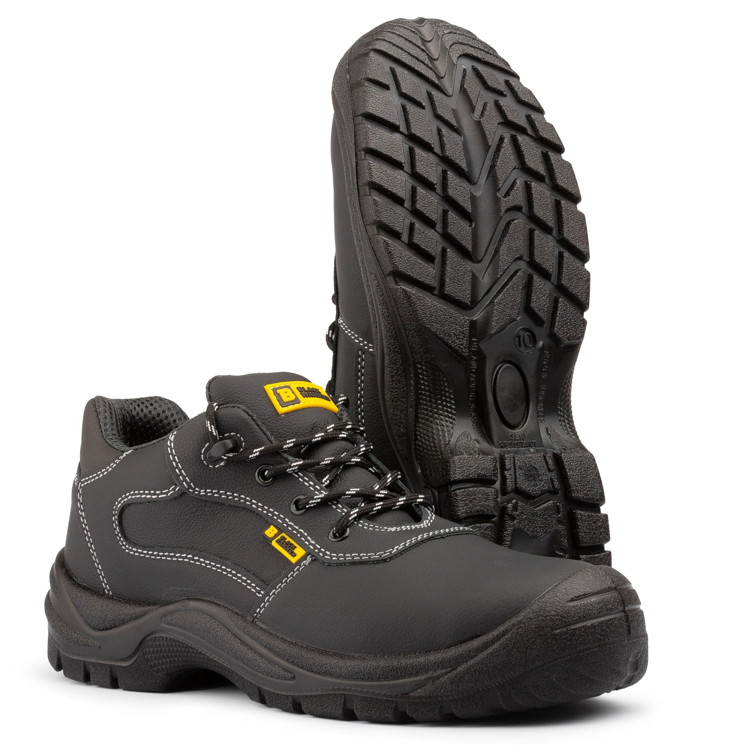 BLACK HAMMER Zapatillas de Seguridad Hombre, con Puntera de Acero, Resistente al Agua y de Piel Plena Flor, Calzado Actividades al Aire Libre y Trabajos Duros S3 SRC Harry (42 EU)