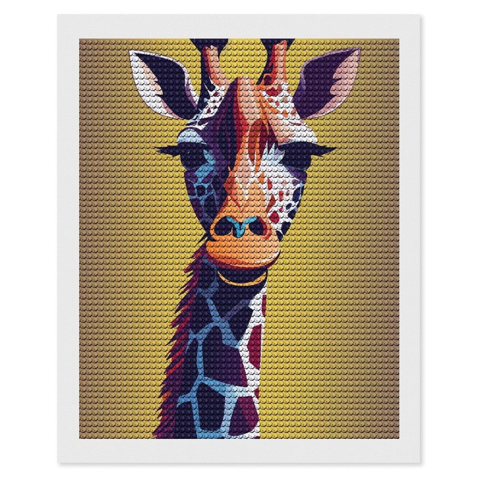 Junmoney Giraffe Round Drill Diamond Painting 16"x20", for Craft Lovers, Stress Relief Craft, Bedroom Decor, Festive Craft Gift