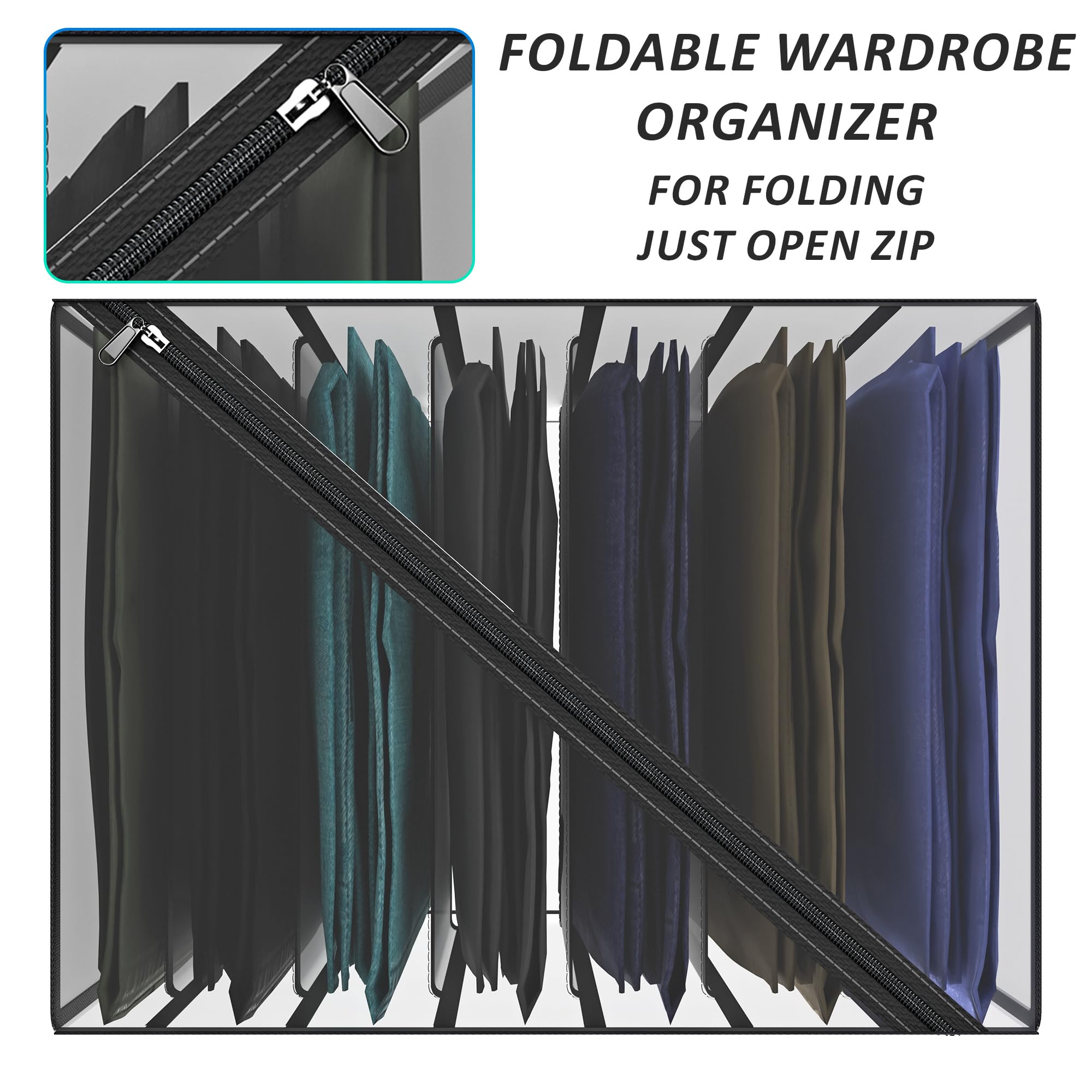 Kuber Industries Stoff-Organizer, Kleiderschrank-Organizer, Aufbewahrungsbox mit 7 Fächern, Aufbewahrungsbox für Jeans, Hosen, Hemden, faltbar, PVC, Schubladen-Organizer, transparent, 40 mm, 3 Stück