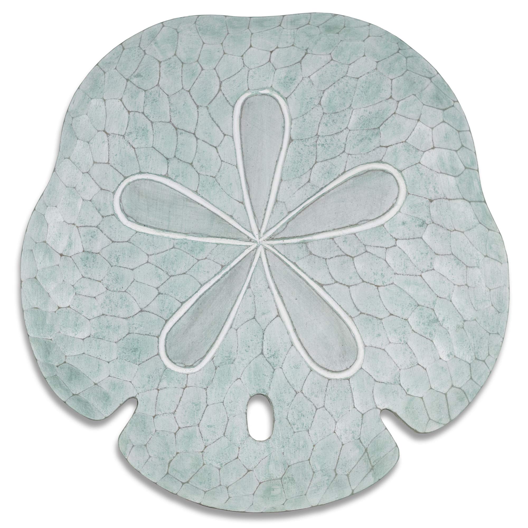 T.I. Design Hand-Carved Coastal Seafoam Sand Dollar Shell Beach Wall Décor
