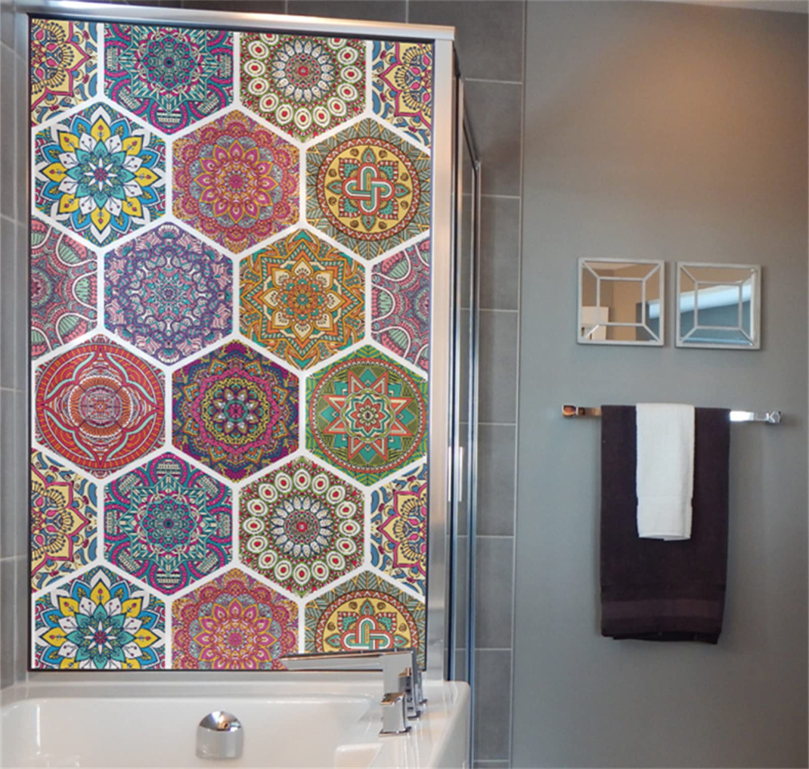 Fensterfolie blickdicht selbsthaftend,3D Fensterfolie sichtschutz glasfolie, Retro-Raute,Einfache entfernung wiederverwendbar,Statisch haftend anti-UV für badzimmer matt(75cmx200cm)