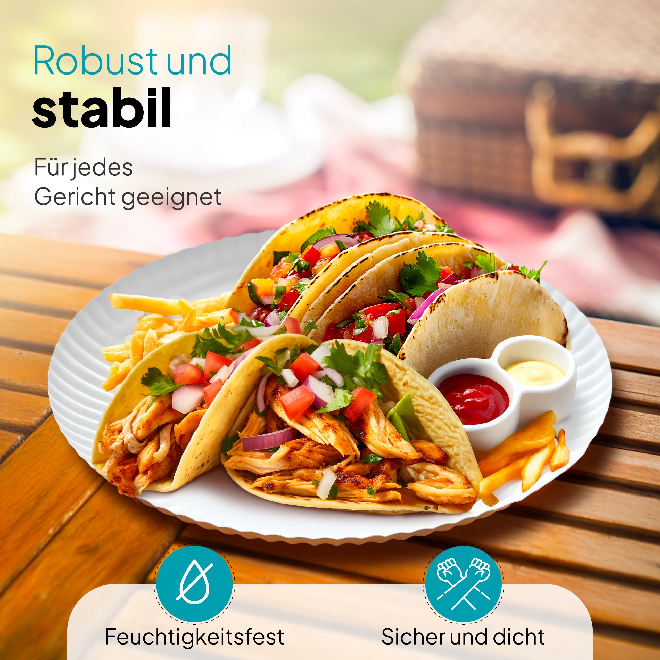 Commerline 200 Stück Rund Pappteller Ø30 cm | Hochwertige Einwegteller für Kuchen, Partys & Snacks | Einweggeschirr & Einmalgeschirr | Pappteller für Essen, Geburtstage & Catering