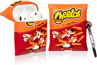 Joyleop Cheet Chips Case for Airpods 1/2, Cute Cartoon Fun Funny 3D Food Design Kids Girls Teens Boys Cover, Kawaii Cool Stylish Fashion Soft Silicone Character Trendy Air pods Cases for Airpod 1&2