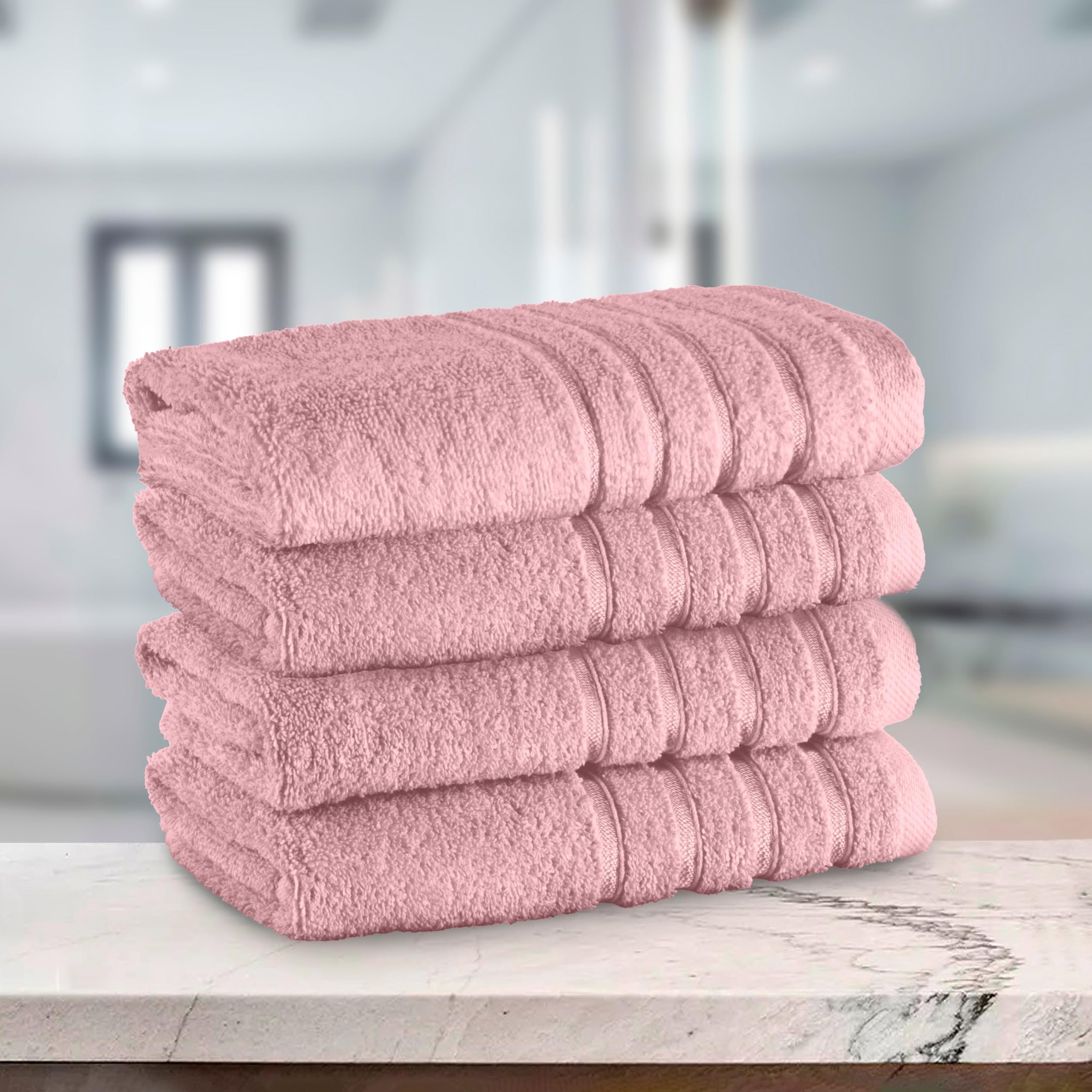 Elegant Comfort 100% turecka bawełna, 4 linie wiskozowe paski, luksusowy zestaw ręczników do rąk, ultra chłonne i miękkie, 40 x 71 cm, najwyższej jakości ręczniki w jakości hotelowej do spa, do