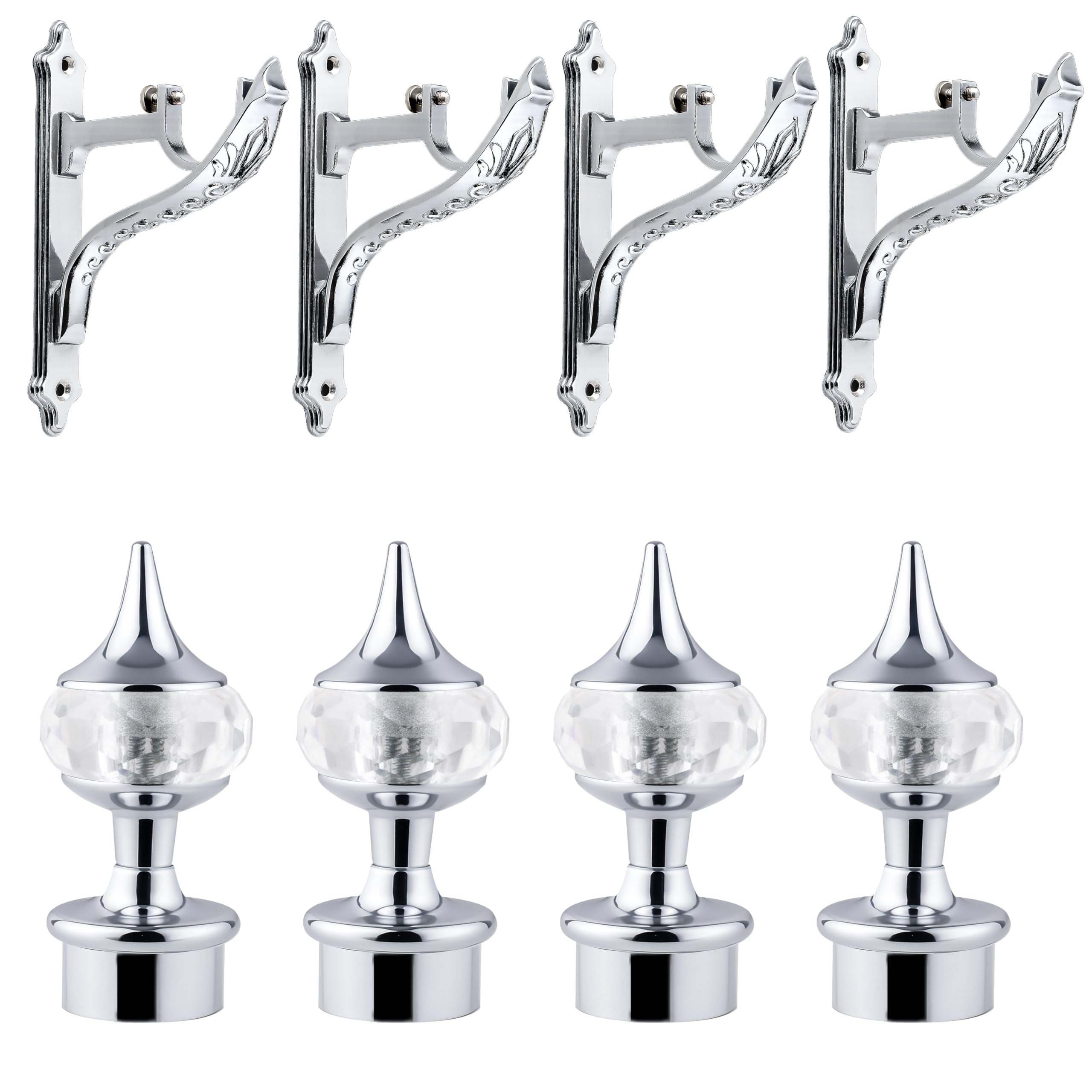 Plantex Heavy Duty Aluminium Diamond Curtain Brackets/Curtains Holder/Curtain Rod Holder (Chrome - 2 Pair)-image-17