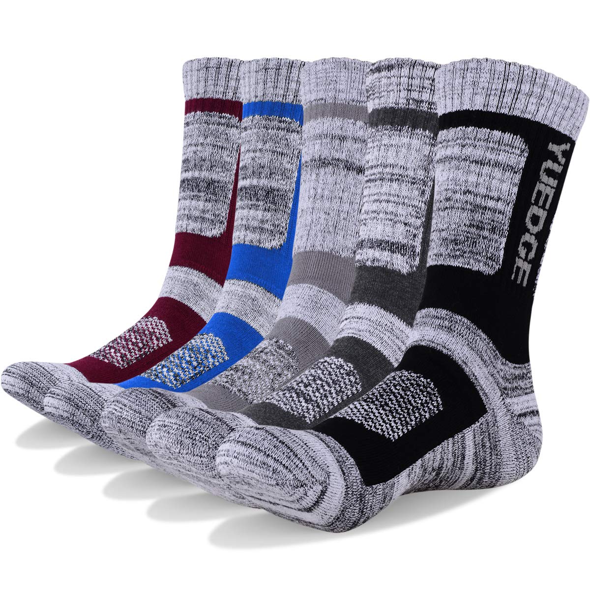 YUEDGE Men's Athletic Thermal Crew Walking Socks Breathable Wicking