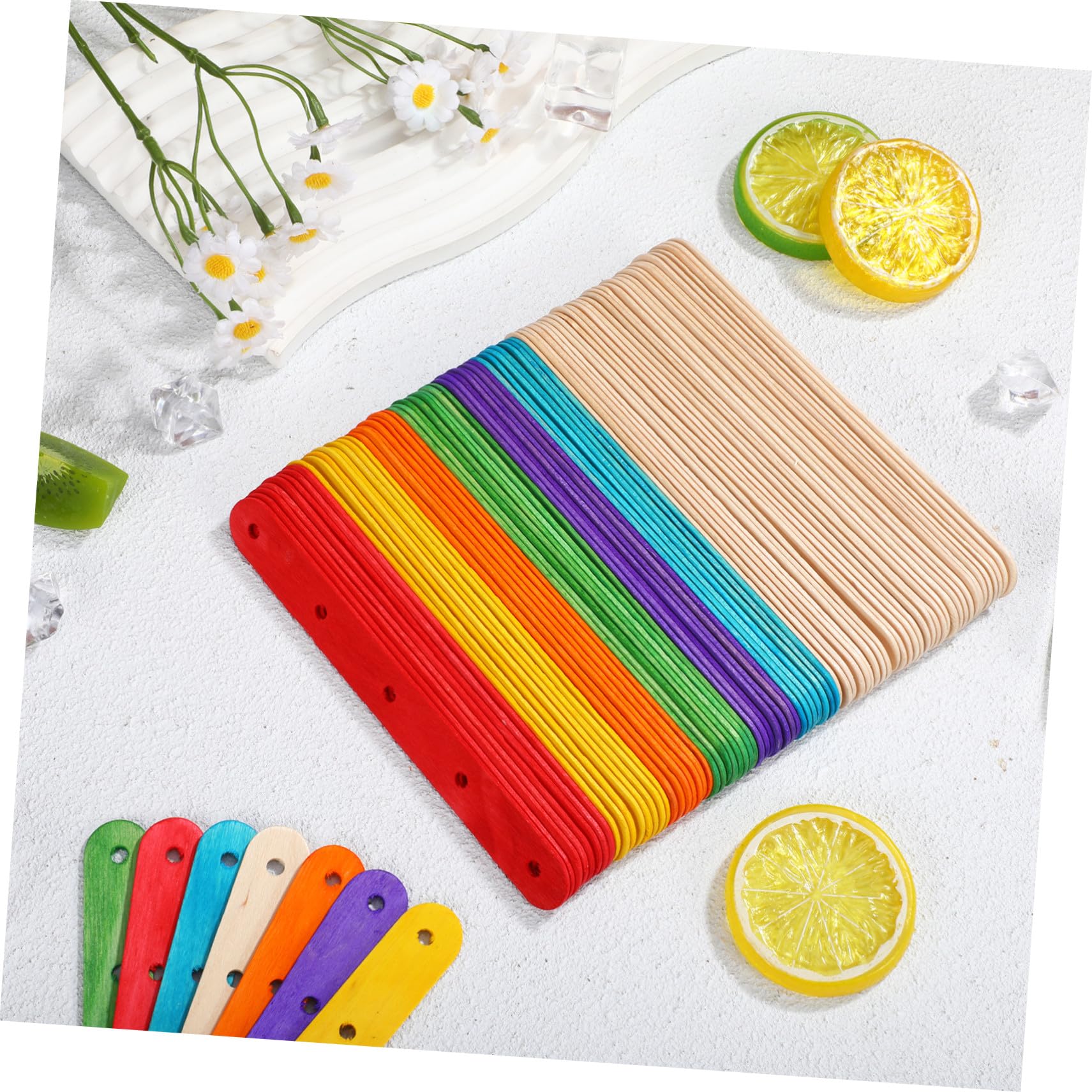 200 Piezas Palitos de Helado de Madera con Mezcladas Color y Natural Palitos para Manualidades Infantiles y Proyectos Escolares Fáciles de Manejar y Seguros