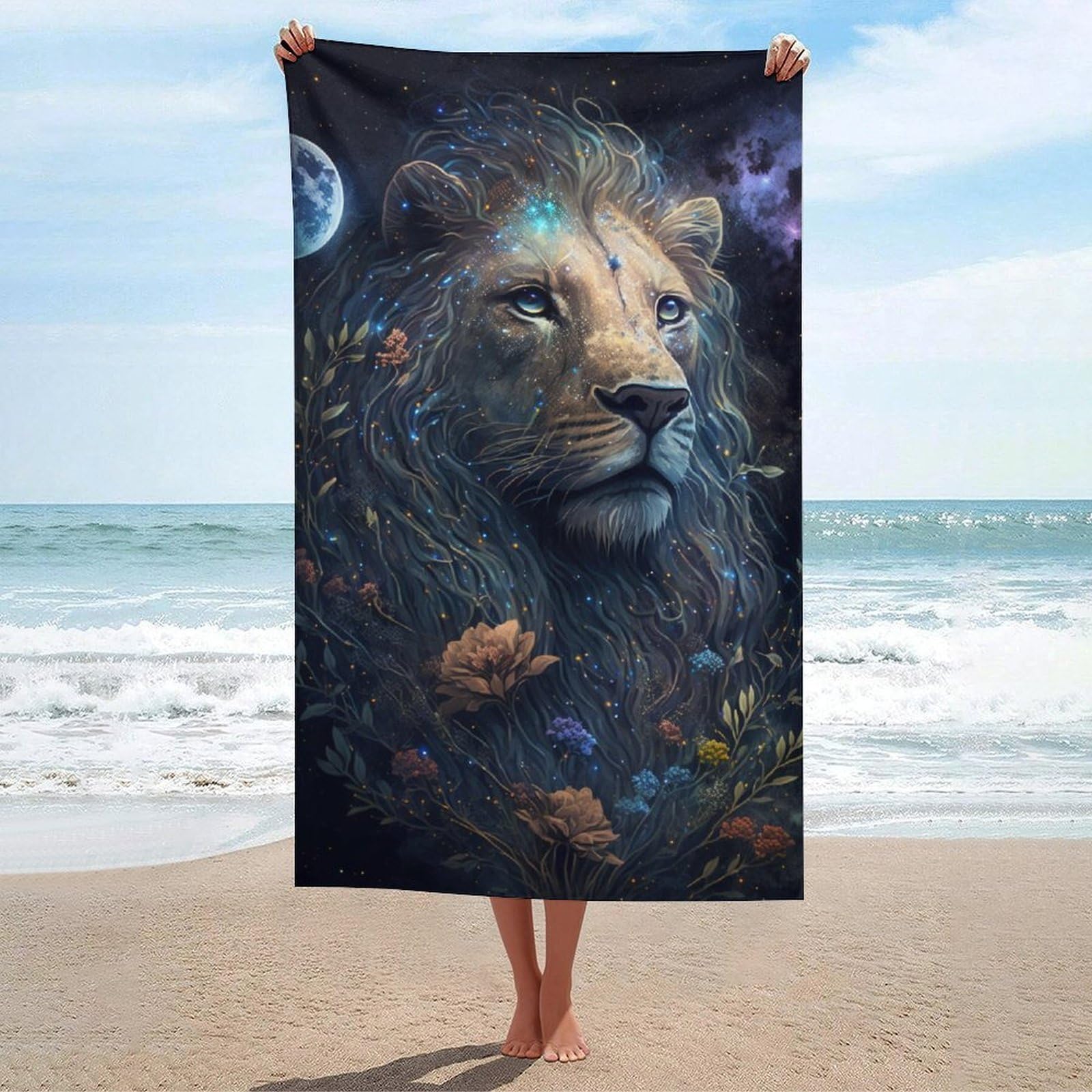 Serviette de plage Galactic Lion 2 pièces 130x80 cm microfibre