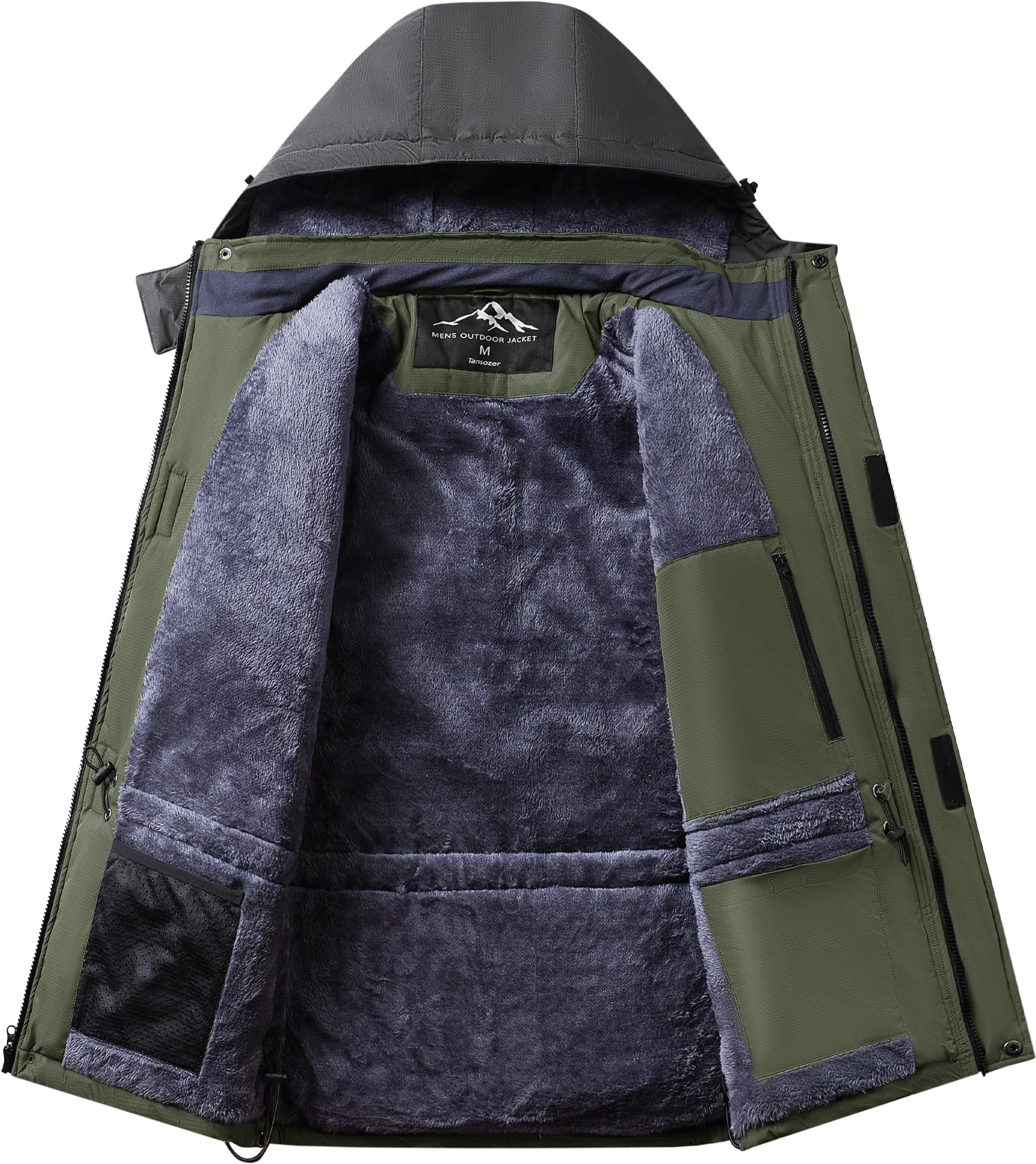 Tansozer Uomo Impermeabile Giacca Invernale Antivento caldo Sci Cappotto in Pile con Cappuccio Rimovibile