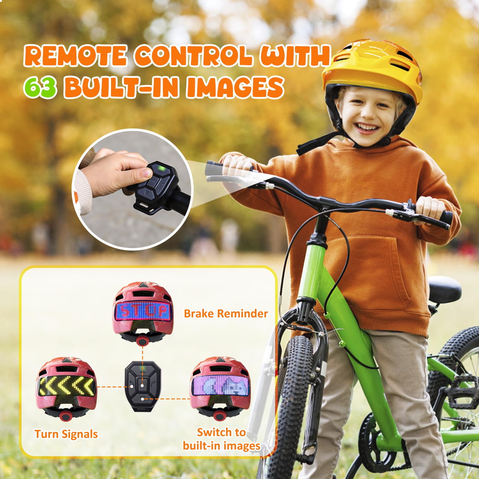 SLSHINING Smart Kids Bike Helmet With LED Display & Remote Control, 63 - View #10
