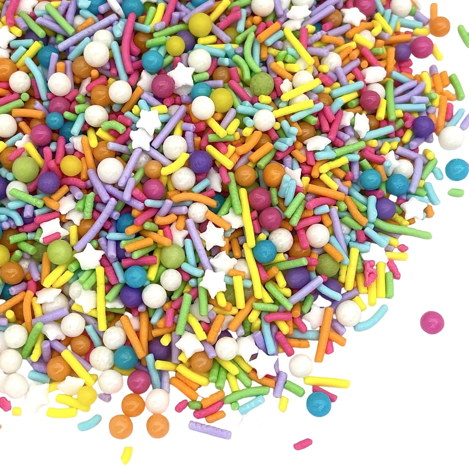 Manvscakes, pink sprinkles, valentines, cake sprinkles, gluten free, cookies, chocolate, fondant, princess topping, ice cream, edible, dessert decoration (Rainbow)