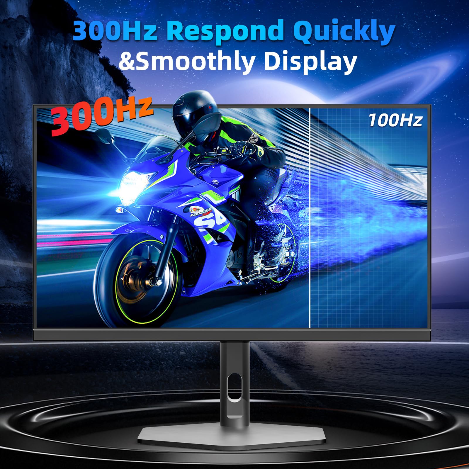 FYHXele Monitor de gaming de 27 pulgadas, monitor de ordenador de 300 Hz, panel QHD Fast IPS, pantalla de PC GTG de 0,8 ms, soporte ajustable para vertical y VESA, antiluz azul, negro