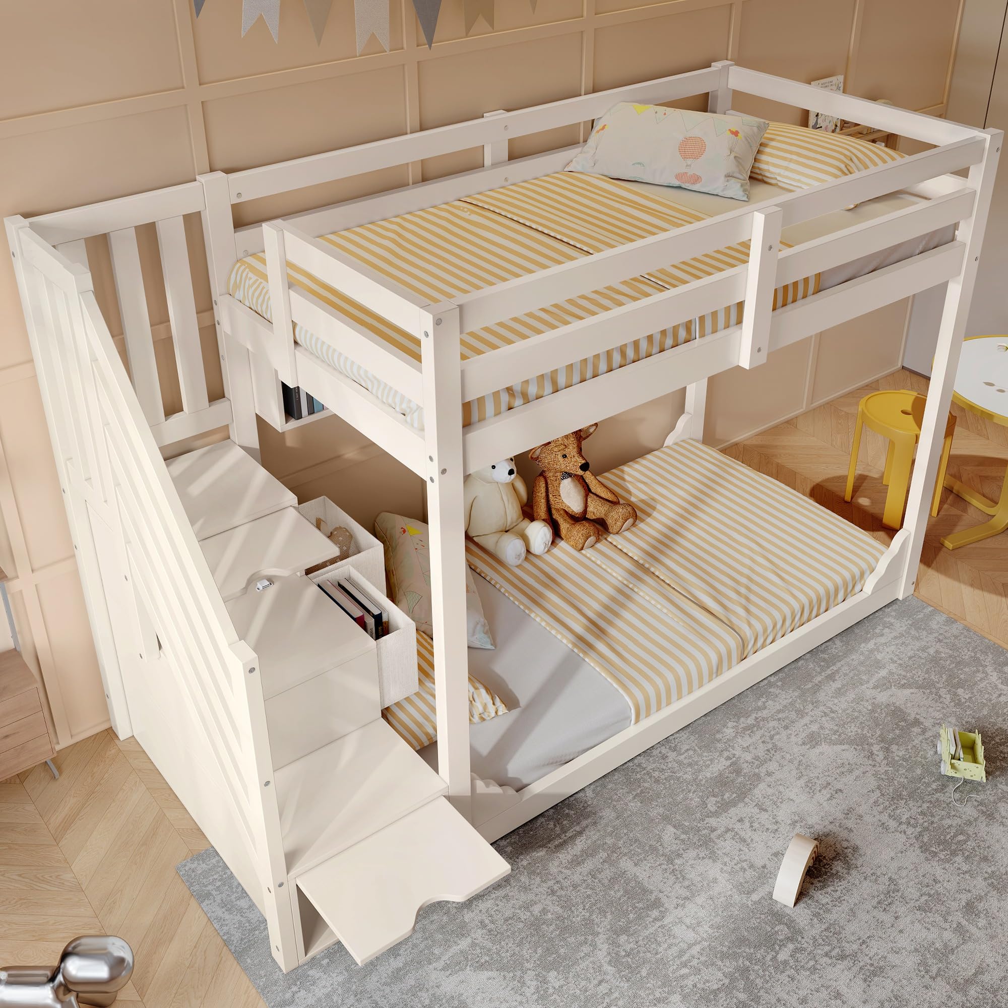 Litera 90 x 200 de madera con armario para el cuarto de los niños