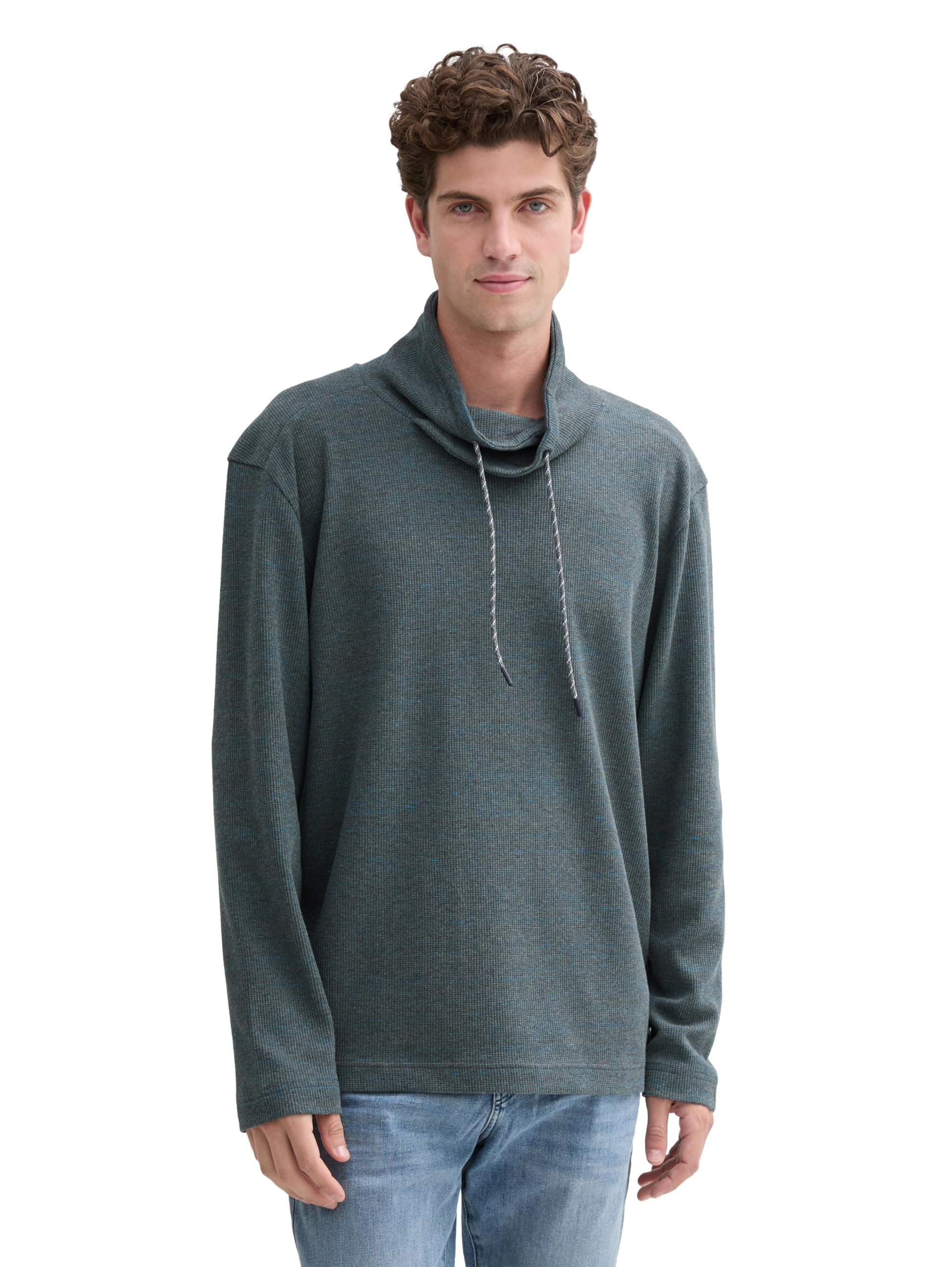 TOM TAILOR Men's Long-Sleeved Top with High Collar