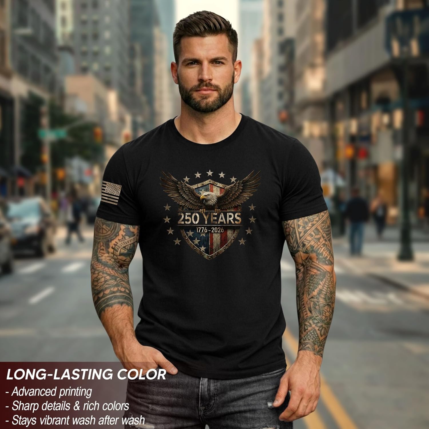 Patriotic Shirts for Men, American 250th Anniversary Shirt, 1776-2026 250th Anniversary Shirt