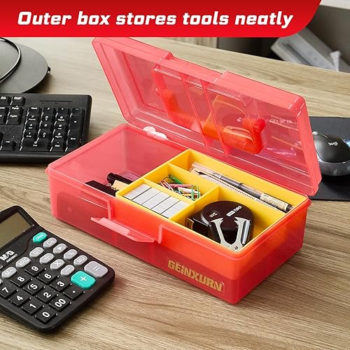 Miniatura 7 de Caja de herramientas de plástico con tapas y asa, organizador portátil de piezas pequeñas, mini estuche de almacenamiento transparente para