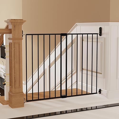 Miniatura 6 de Puerta abatible ajustable de seguridad para bebés, puerta de metal montada en hardware para escaleras y puertas, pestillo seguro para niños y