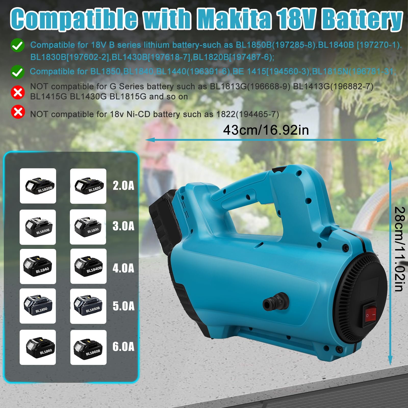 Bomba de agua compatible con batería Makita de 18 V, bomba de transferencia de batería, bomba de agua autocebante portátil, bomba de riego con tubo de salida de agua de 10 m, tubo de entrada de agua