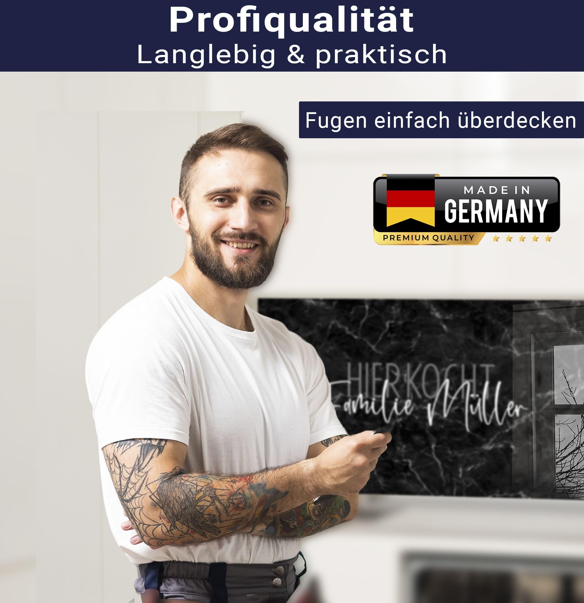 timalo Herd Spritzschutz Wand Spüle, Küche Küchenrückwand Glasoptik | Acryl Glas 2mm | Glasrückwand Acrylglas - personalisiert mit Namen - Rückwandschutz Platte | 80x50cm Marmor schwarz