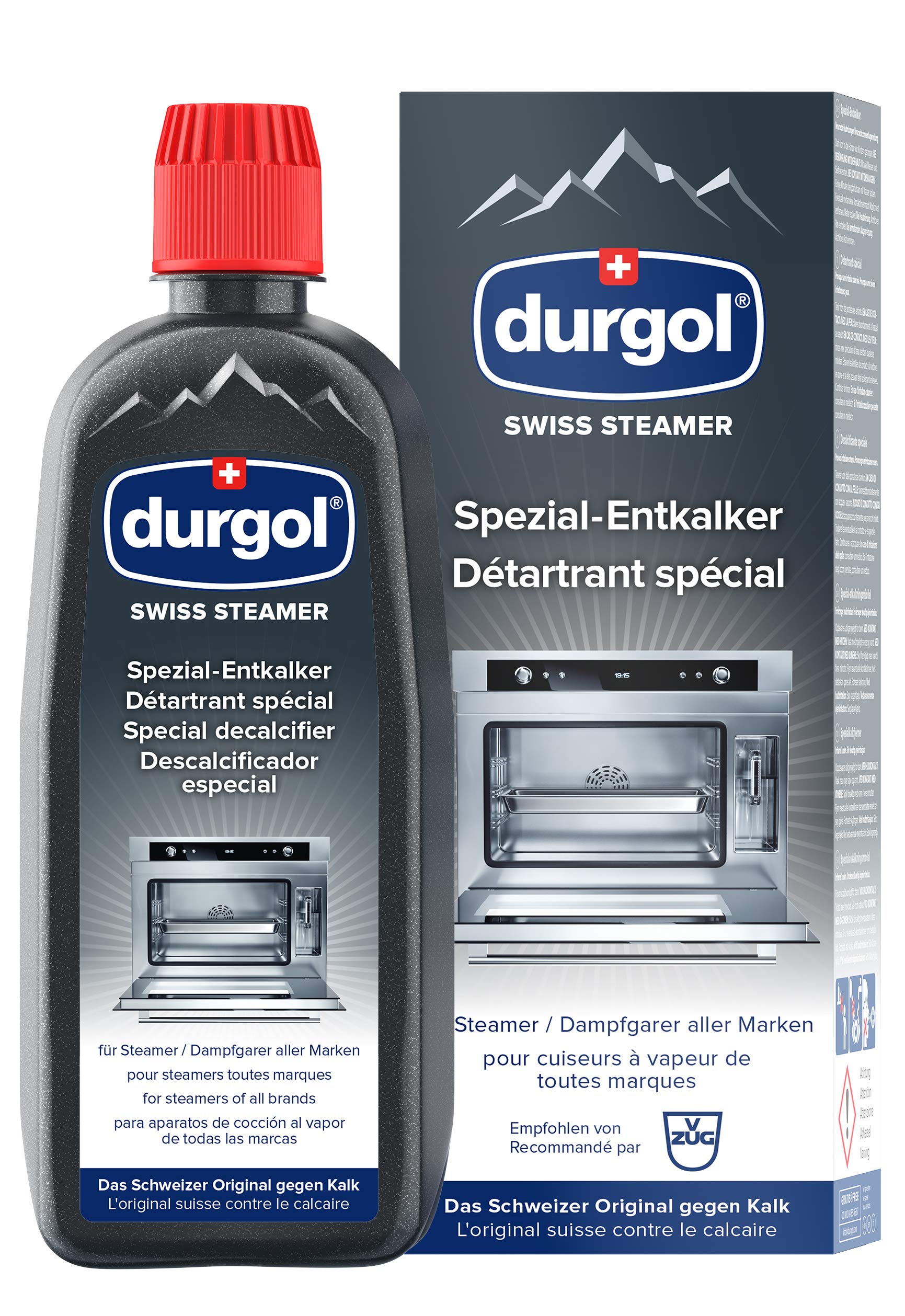 durgol swiss steamer Spezial-Entkalker – Kalkentferner für Steamer bzw. Dampfgarer aller Marken – 1x500ml