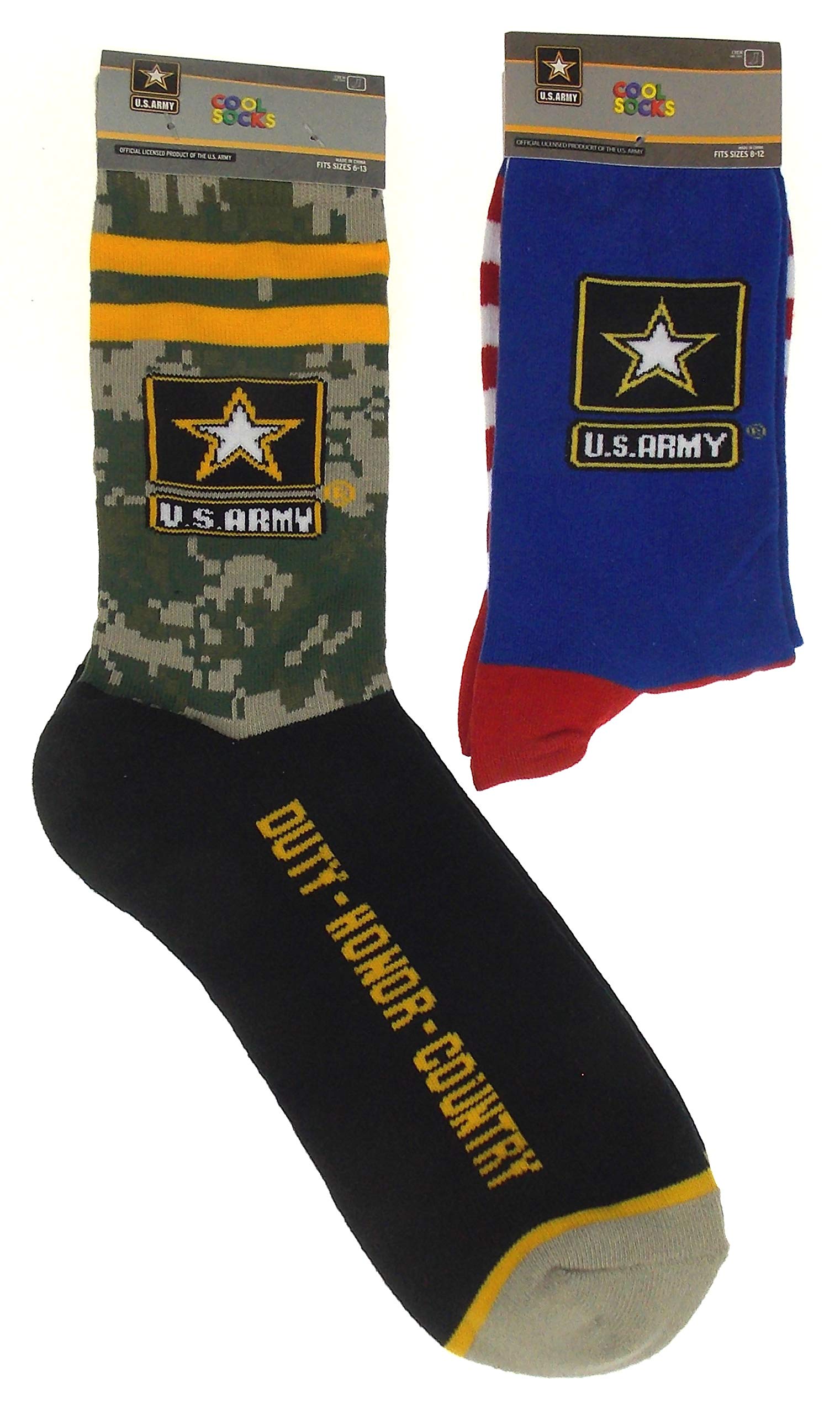 US Army Sock Bundle - Army Red White Blue Flag & United States Army Duty Honor Country Socks