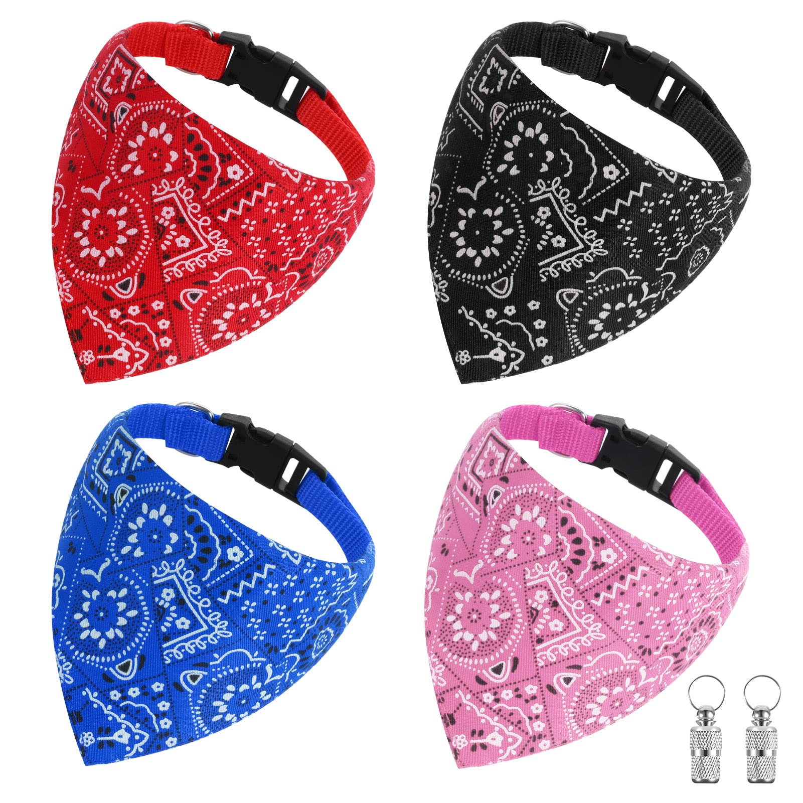 Pinenuts 4pcs Dog Bandana Collar, Boho Pet Scarf Neckerchief Dog Triangle Bibs Kerchief Adjustable Strap Bandana for Dogs Puppy