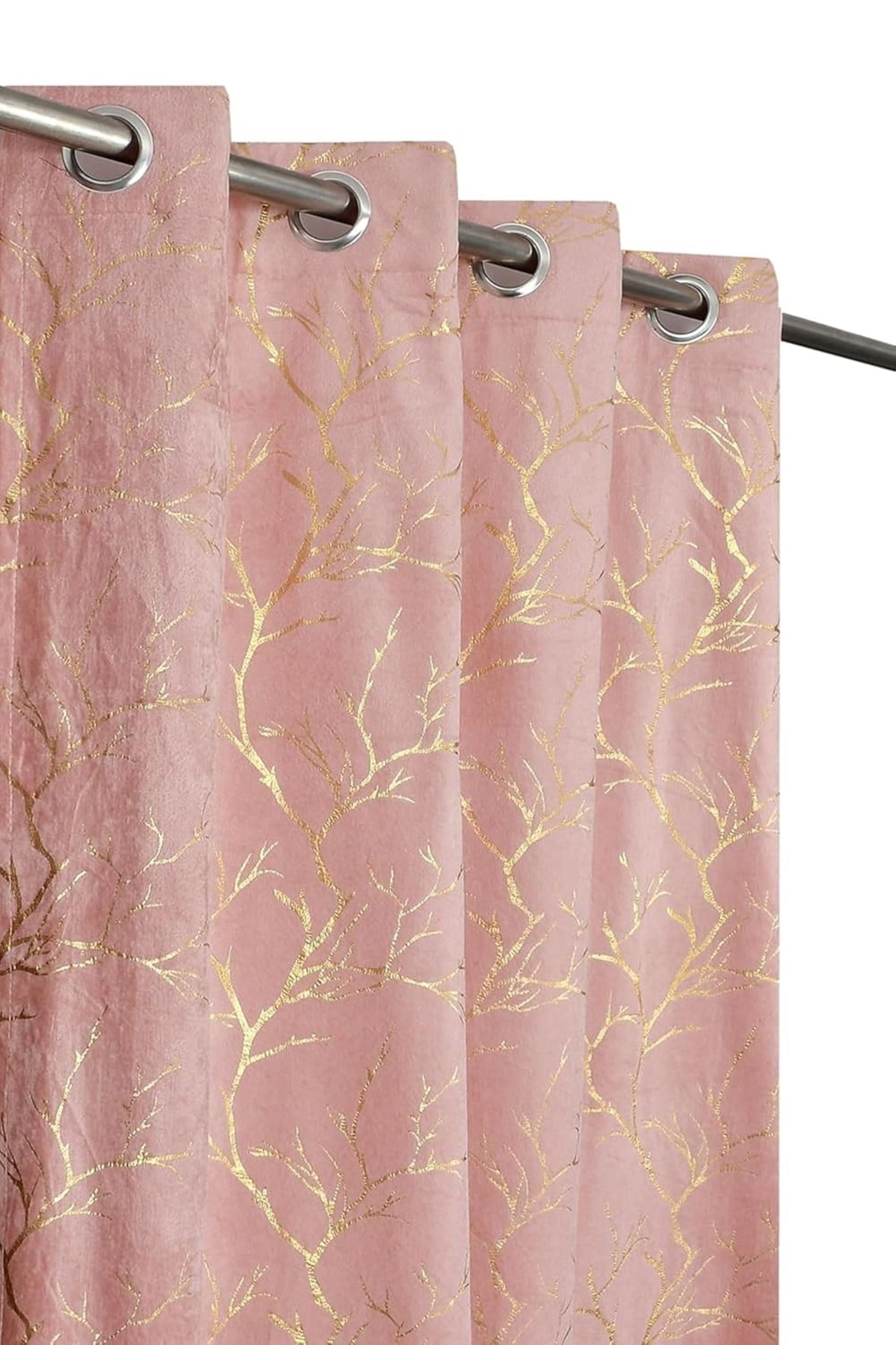 Blexos Window Curtains 5 Feet Long for Living Room – Window Curtain Set of 1 Pcs Panel, Velvet Blackout & Stylish Parda for Home Décor & Office Pink Colour