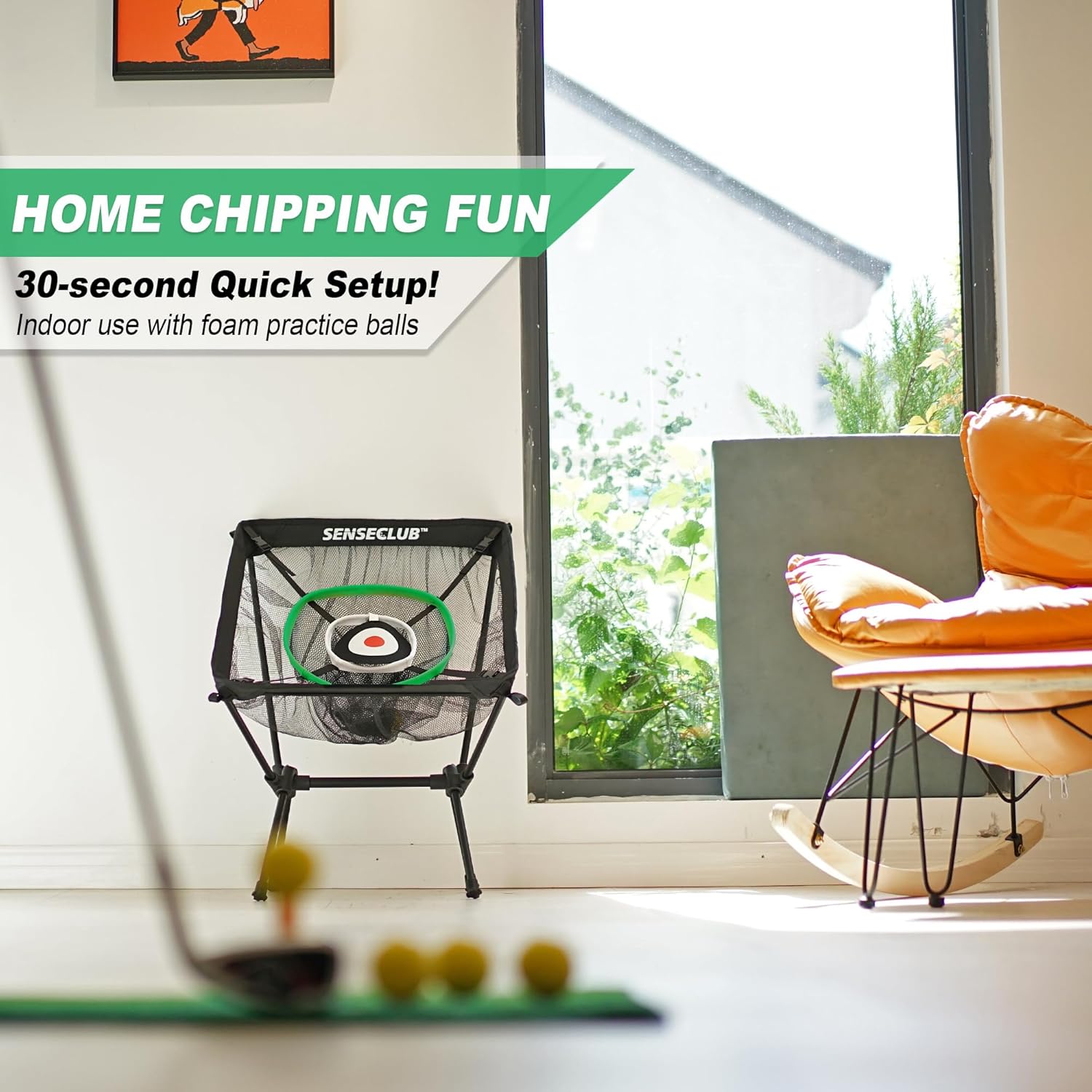 Foldable Chipping Net & Floating Green, Indoor Golf Practice Chipping Target, Backyard Golf Game & Gifts