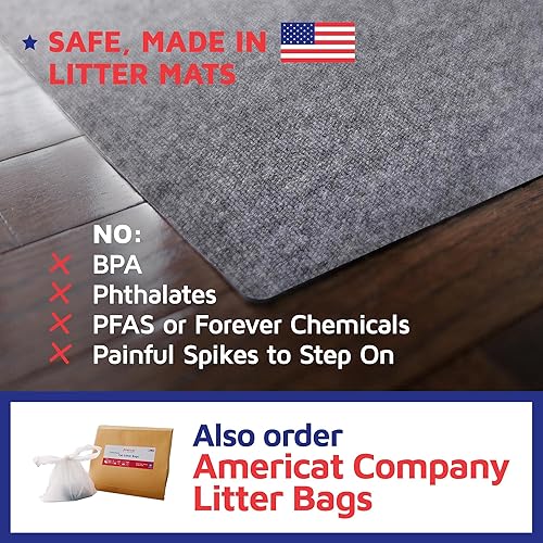 Miniatura 6 de Americat - Tapete de arena para gatos  36 x 28 pulgadas lavable a máquina para una fácil limpieza, impermeable y fabricado en Estados Unidos