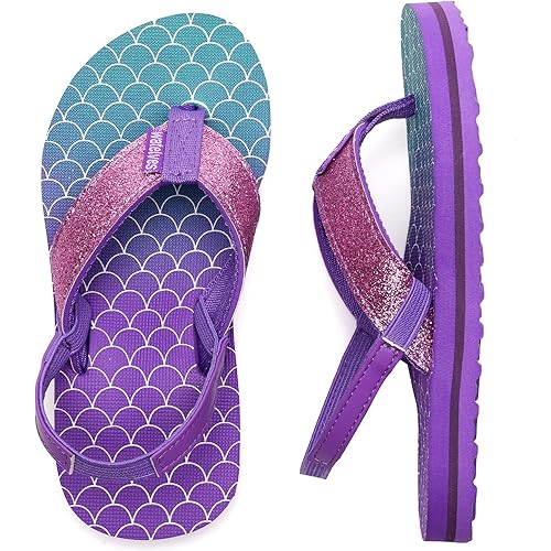 WateLves Girls & Boys Kids Flip Flop Summer Slide Sandals Slip on Suitable for Bath Shower Beach Pool (Little Kid/Big Kid)