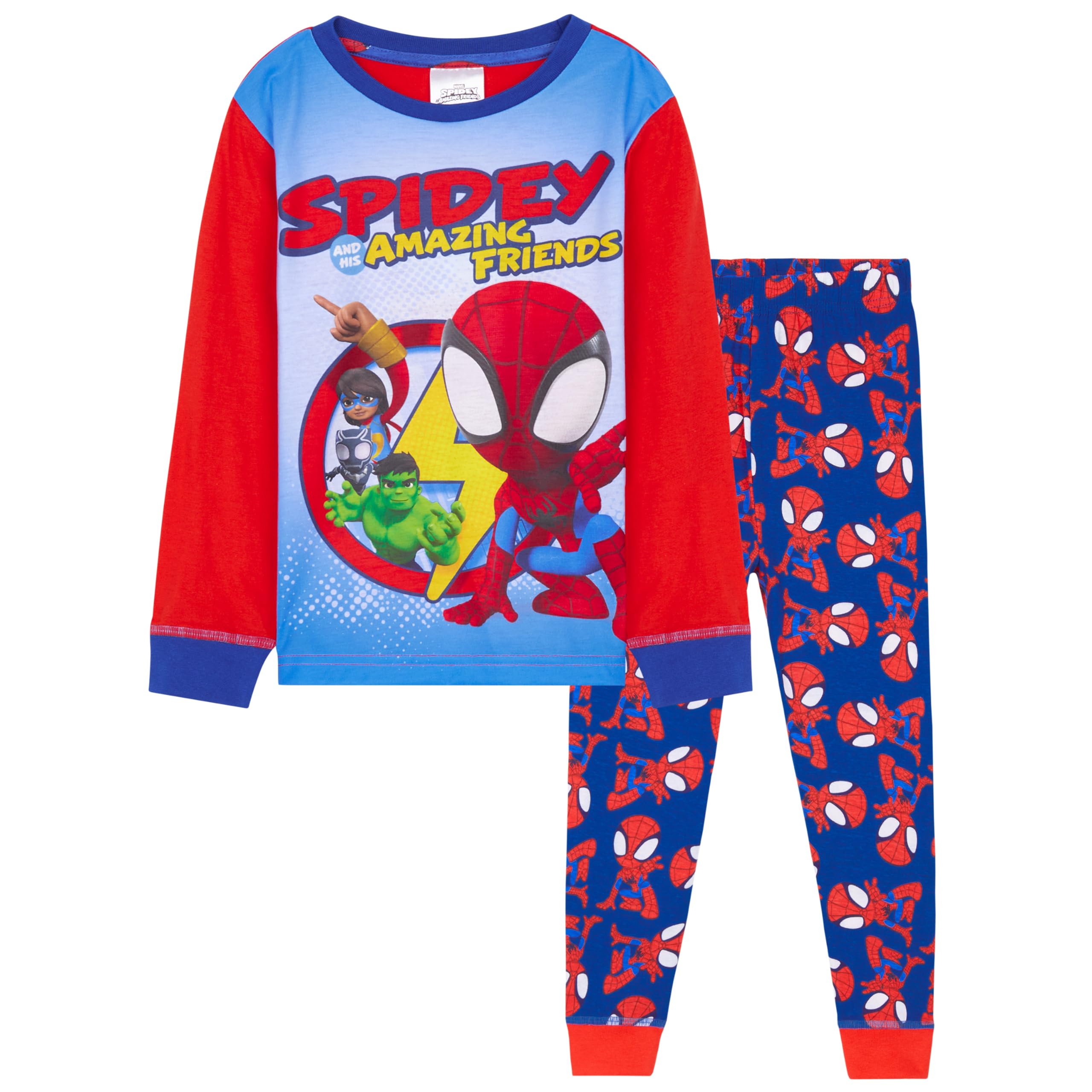 Marvel Spiderman Pyjamas for Boys Teenagers Long PJs Set Soft Breathable Nightwear Loungewear Comfy Jammies Sleepwear Spidey Gifts for Boys (Multi, 3-4 Years)