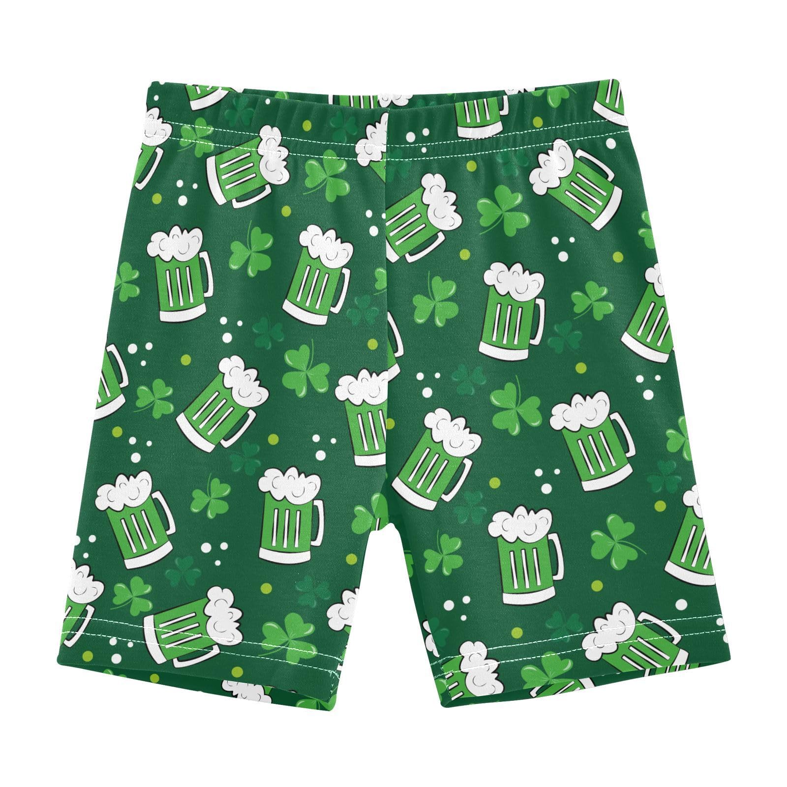 JHKKU Girls St Patricks Day Green Beer Shorts Cotton Cartwheel Bike Kids Biker Under Dress Dance Short Girl Clothes 4T