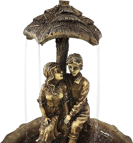 Miniatura 7 de Sunnydaze Fuente de agua solar para exteriores diseño de paraguas para amantes batería solar recargable luces LED características de agua para