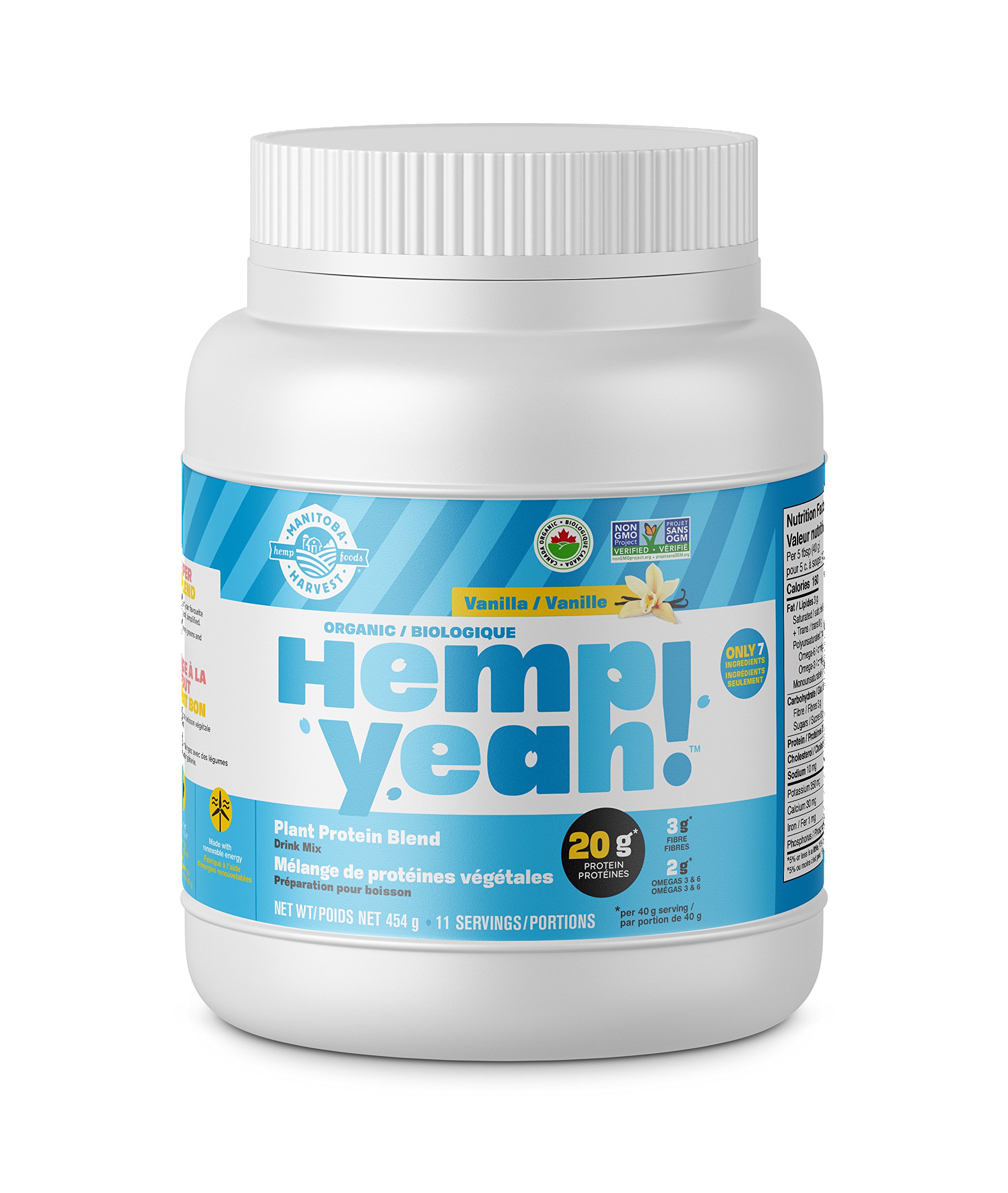 Manitoba Harvest Hemp Yeah Vanilla Protein Powder, 454 GRUSDA Organic