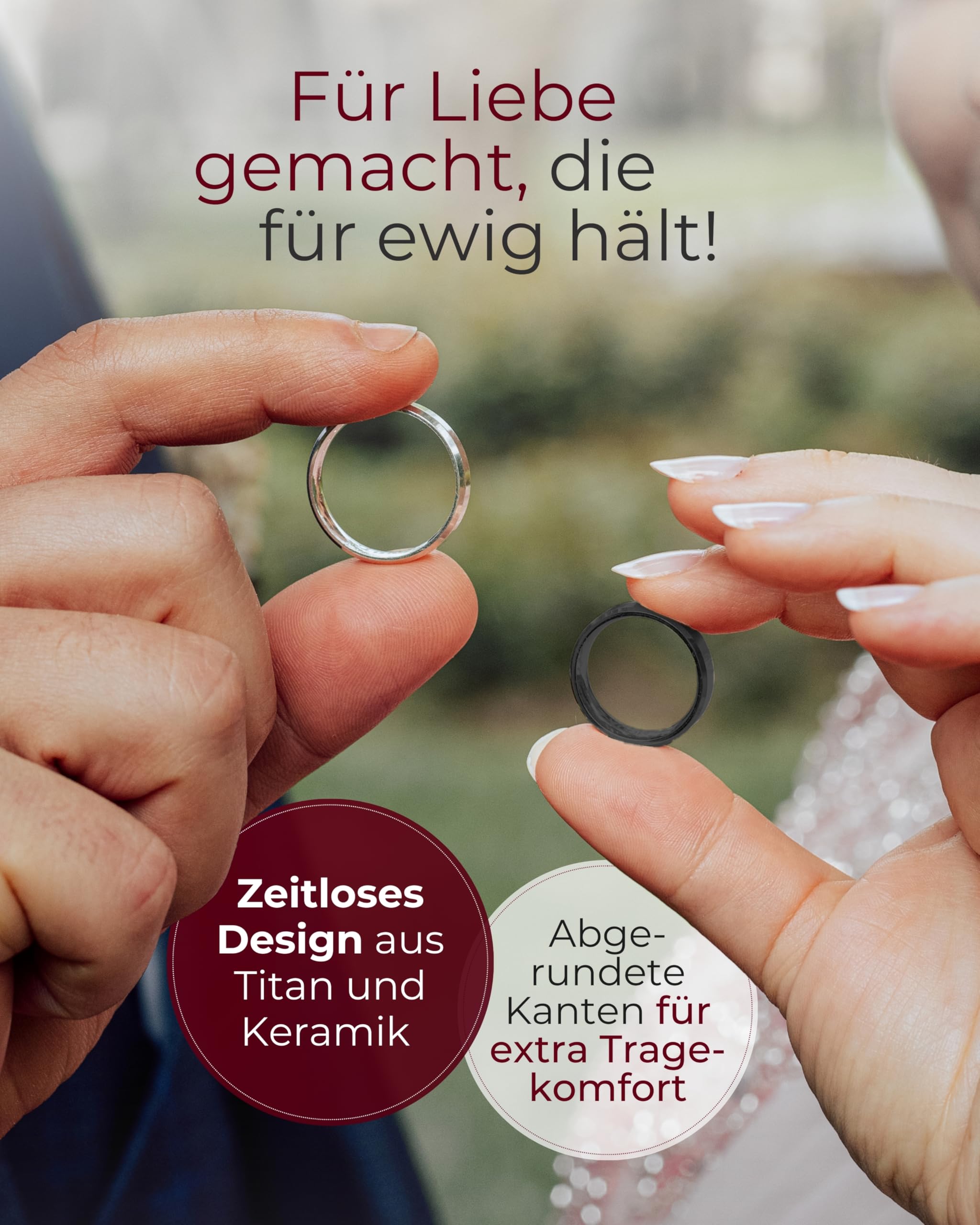 123traumringe Eheringe in Titan & Keramik I Partnerringe mit 3 Zirkonia & Etui I Gravierbare Eheringe mit Ringgröße 50-70 mm I Edle Verlobungsringe in 6 mm Breite & 2 mm Stärke I S64