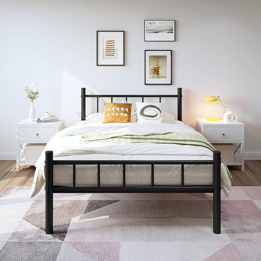 Amazon.com: zizin Twin Size Metal Bed Frame with Headboard