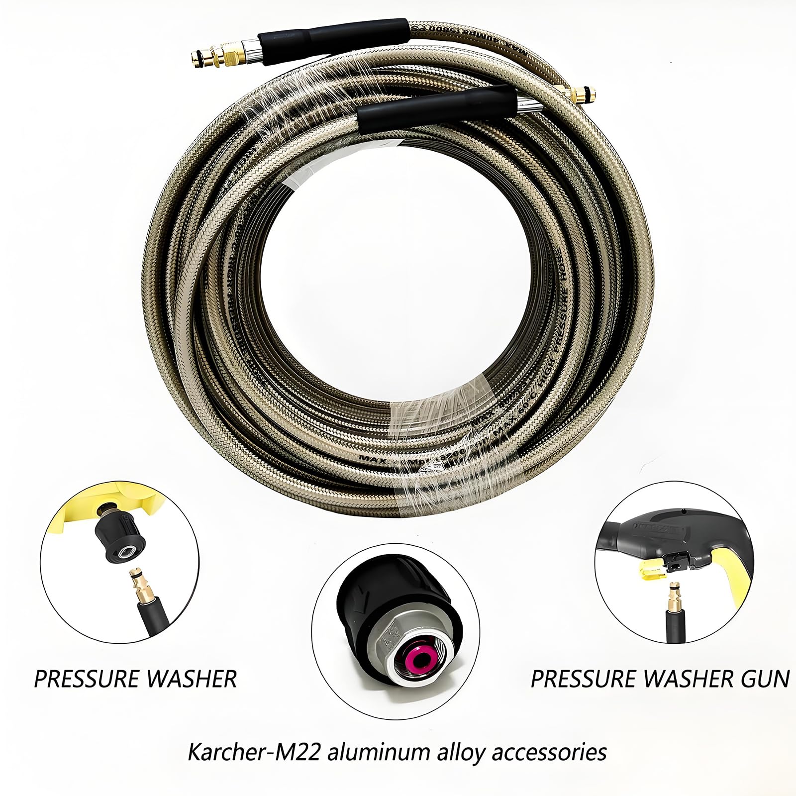 Amazon.co.jp: 3800PSI/260Bar高圧洗浄機ホース クイックコネクト対応