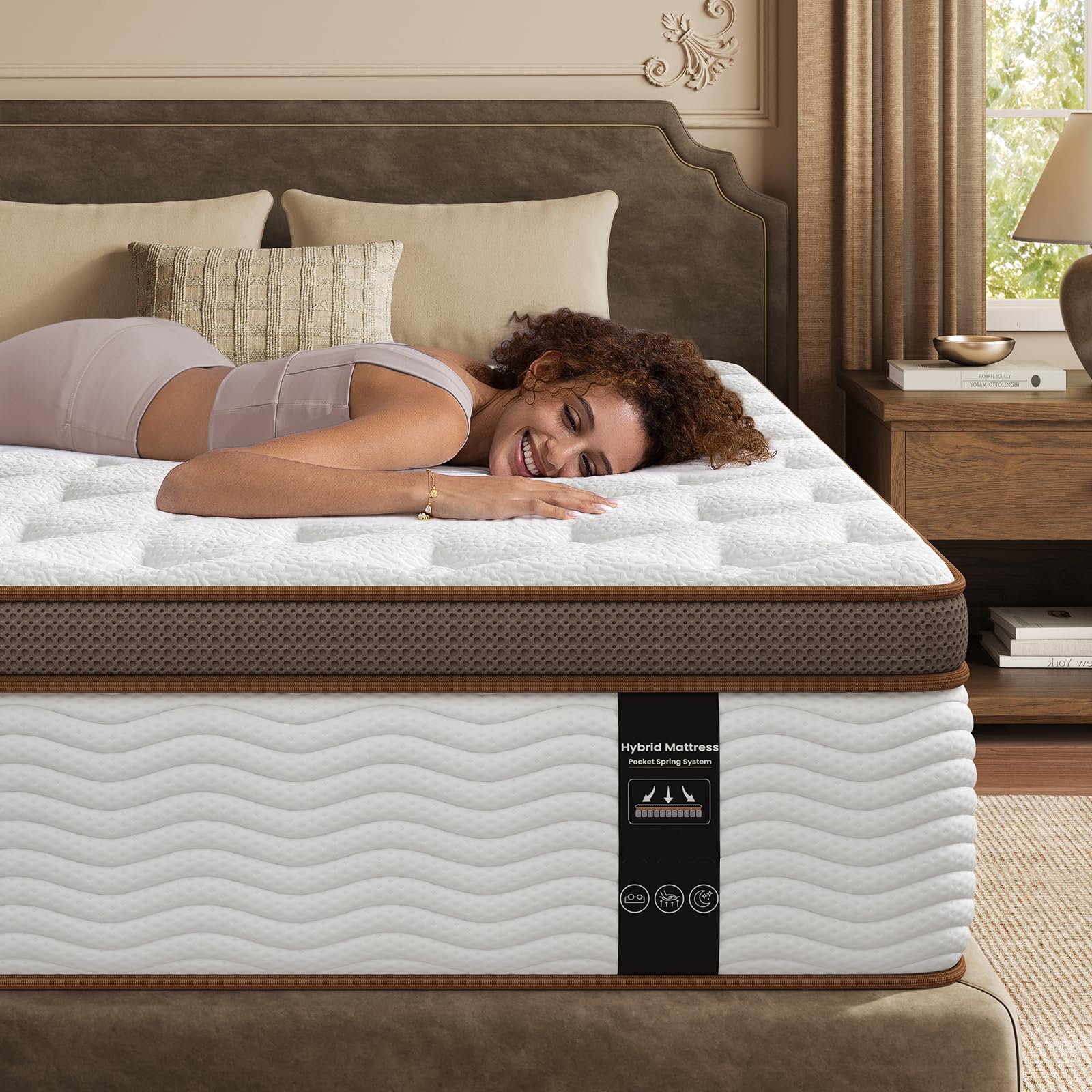 BedStory California King Hybrid Mattress 14 Inch Firm