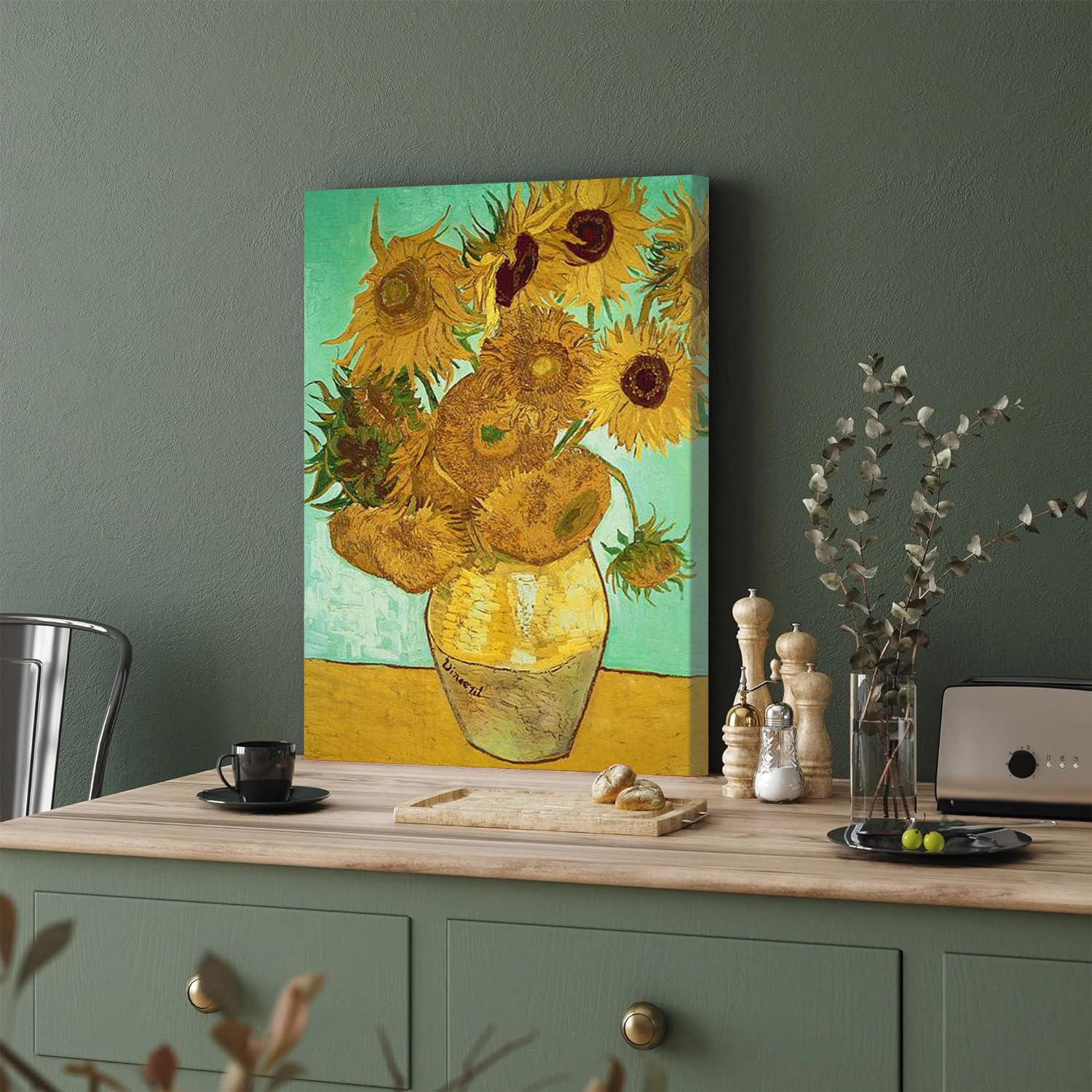 GADGETS WRAP Canvas Gallery Wrap Framed for Home Office Studio Living Room Decoration (11x17inch) - Sunflowers By Van Gogh