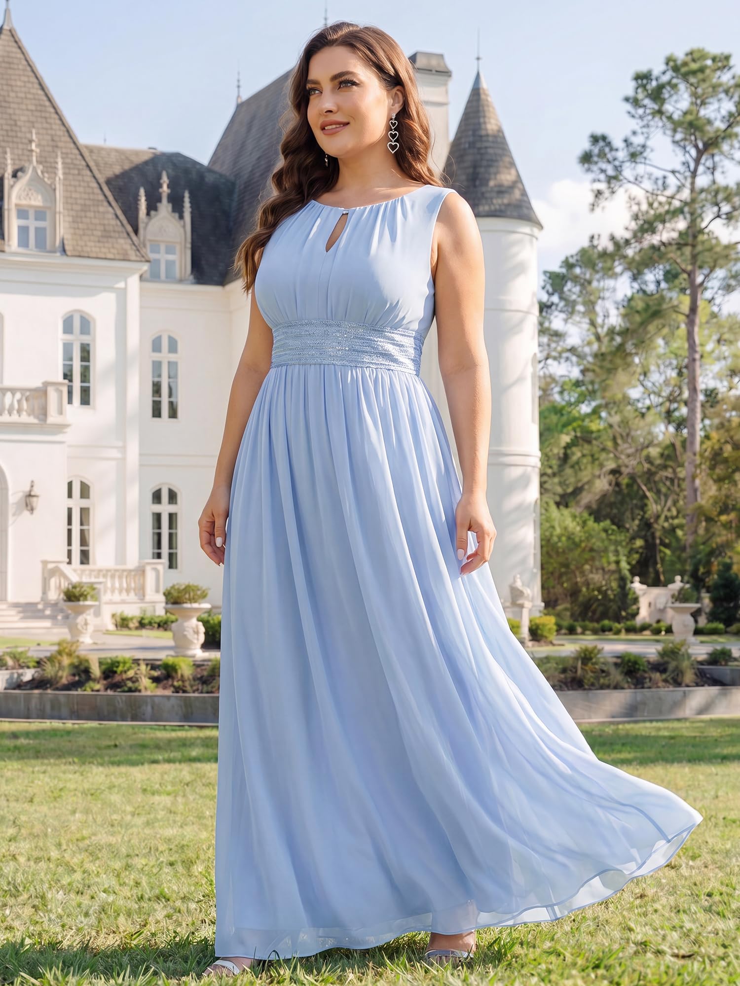 Ever-Pretty Plus Abito da damigella d'onore da donna Maxi Plus Size Formale
